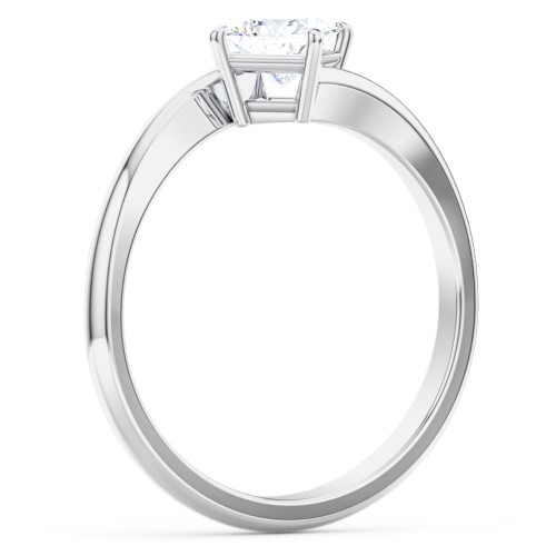 Diamond Solitaire Bypass Engagement Ring – 14K White Gold