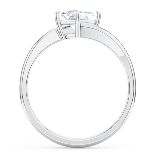 Diamond Solitaire Bypass Engagement Ring – 14K White Gold