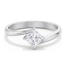 Diamond Solitaire Bypass Engagement Ring
