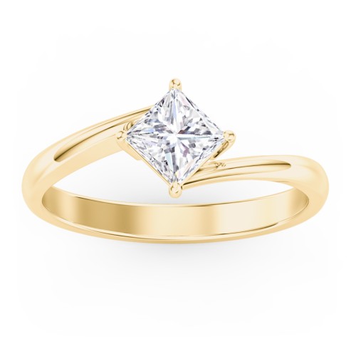 Diamond Solitaire Bypass Engagement Ring