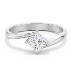 Diamond Solitaire Bypass Engagement Ring – 14K White Gold