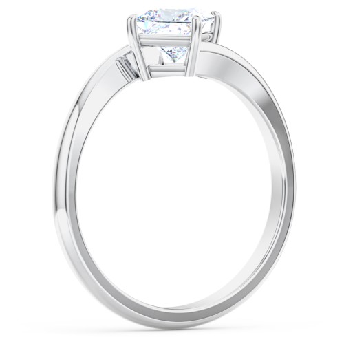 Diamond Solitaire Bypass Engagement Ring – 14K White Gold