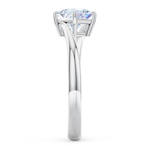 Diamond Solitaire Bypass Engagement Ring – 14K White Gold