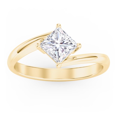 Diamond Solitaire Bypass Engagement Ring