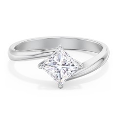 Diamond Solitaire Bypass Engagement Ring – 14K White Gold