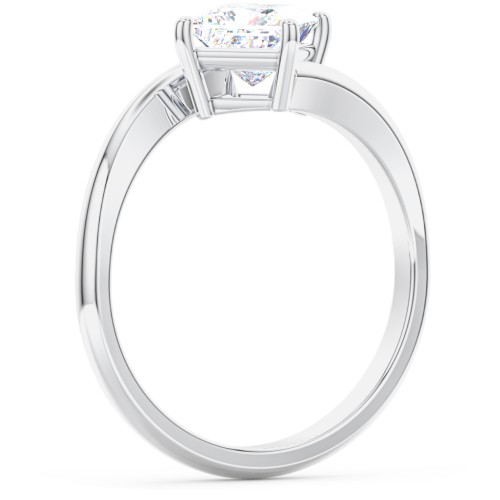 Diamond Solitaire Bypass Engagement Ring – 14K White Gold