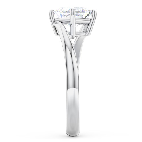 Diamond Solitaire Bypass Engagement Ring – 14K White Gold