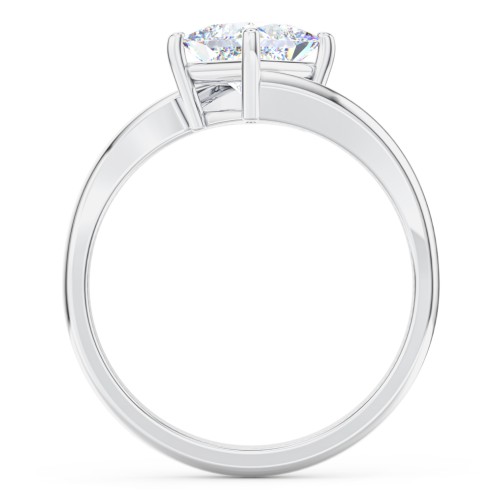 Diamond Solitaire Bypass Engagement Ring – 14K White Gold