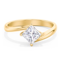 Diamond Solitaire Bypass Engagement Ring in 10K Solid Yellow Gold with 04LABDIAM-PC-1.00-SI1-F-G