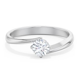 Diamond Solitaire Bypass Engagement Ring