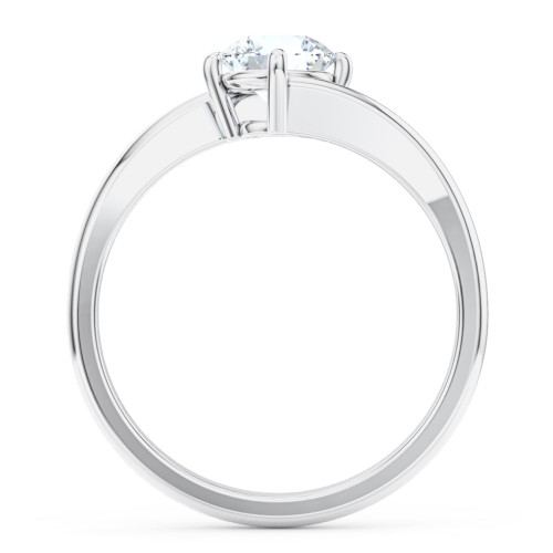Diamond Solitaire Bypass Engagement Ring – 14K White Gold