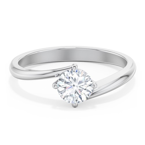 Diamond Solitaire Bypass Engagement Ring – 14K White Gold