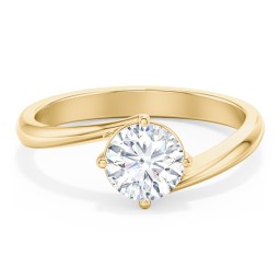 Diamond Solitaire Bypass Engagement Ring in 10K Solid Yellow Gold with 04LABDIAM-RD-1.00-SI1-F-VG