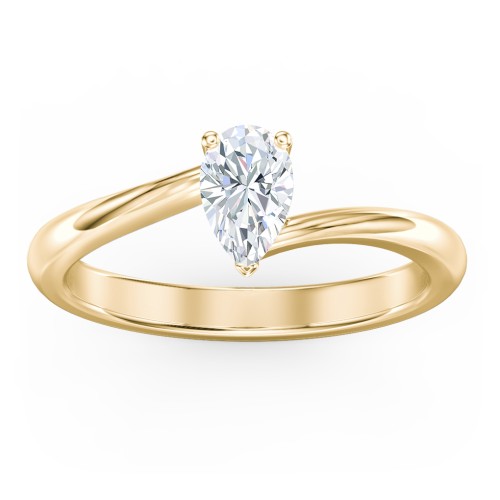 Diamond Solitaire Bypass Engagement Ring – 10K Yellow Gold