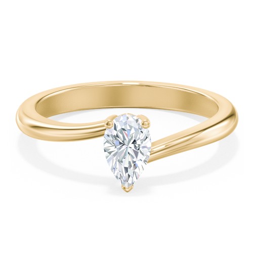 Diamond Solitaire Bypass Engagement Ring – 10K Yellow Gold