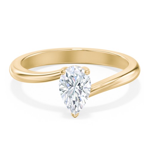 Diamond Solitaire Bypass Engagement Ring – 10K Yellow Gold