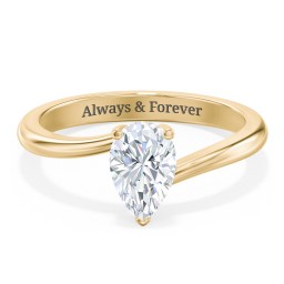Diamond Solitaire Bypass Engagement Ring in 10K Solid Yellow Gold with 04LABDIAM-PE-1.00-VS2-G-G