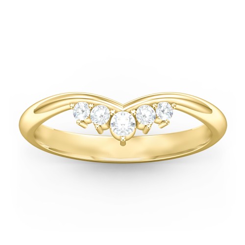 V-Shape Band Ring with Graduated Diamonds
