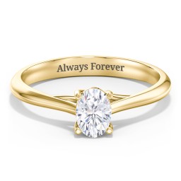 Classic Solitaire Engagement Ring in 10K Solid Yellow Gold with 04LABDIAM-OV-0.50-VS2-G-G