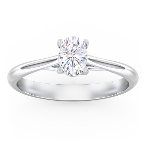Classic Solitaire Engagement Ring – 14K White Gold