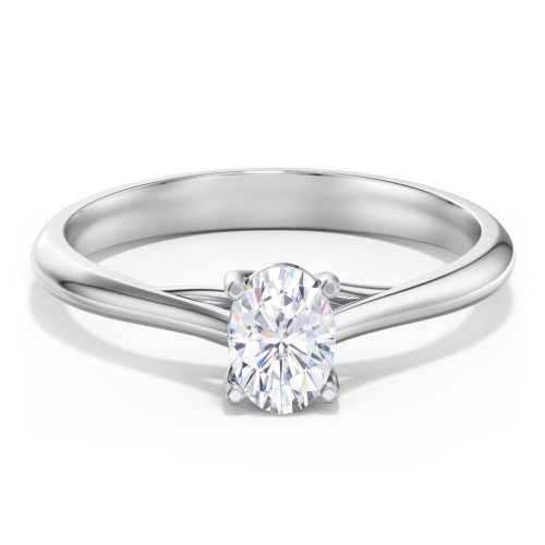 Classic Solitaire Engagement Ring – 14K White Gold