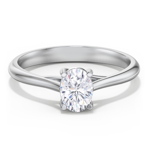 Classic Solitaire Engagement Ring – 14K White Gold