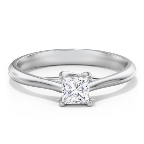 Classic Solitaire Engagement Ring – 14K White Gold