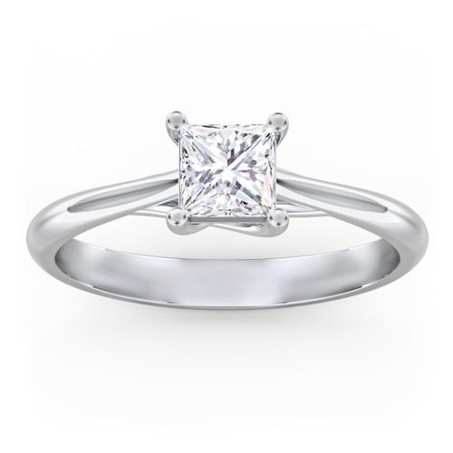 Classic Solitaire Engagement Ring – 14K White Gold