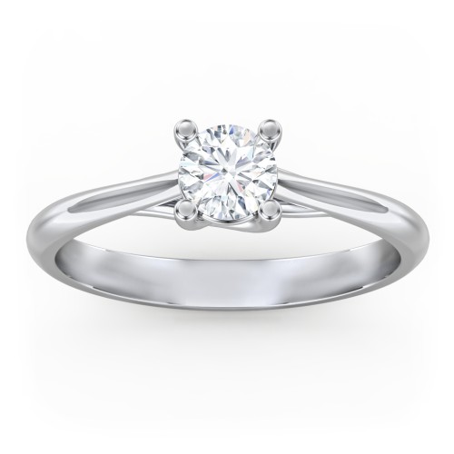 Classic Solitaire Engagement Ring – 14K White Gold
