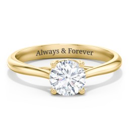Classic Solitaire Engagement Ring in 10K Solid Yellow Gold with 04LABDIAM-RD-1.00-SI1-F-VG