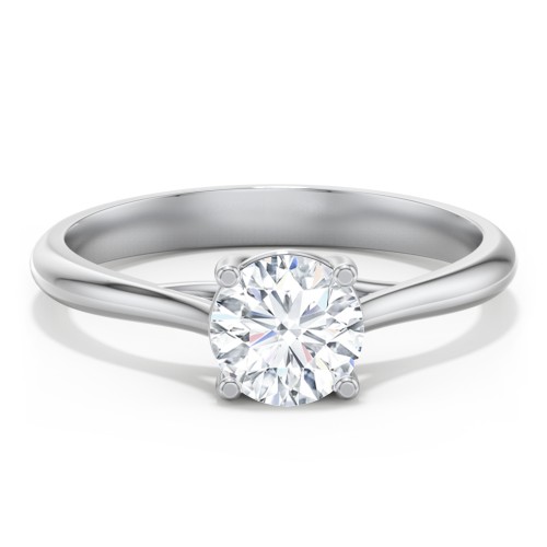 Classic Solitaire Engagement Ring – 14K White Gold