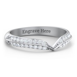 V-Shape Double Row Accented Band Ring