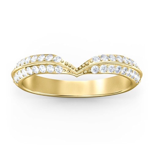 V-Shape Double Row Accented Band Ring