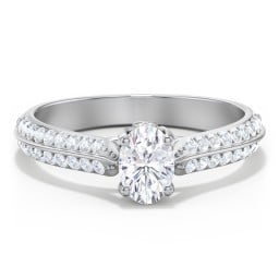 Diamond Solitaire Engagement Ring with Double Row Accents