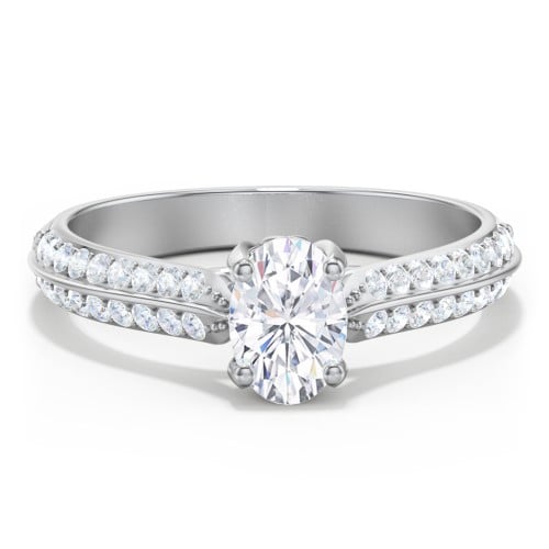 Diamond Solitaire Engagement Ring with Double Row Accents