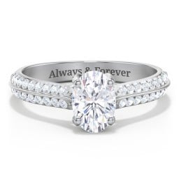 Diamond Solitaire Engagement Ring with Double Row Accents