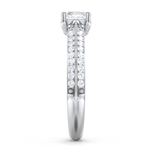 Diamond Solitaire Engagement Ring with Double Row Accents