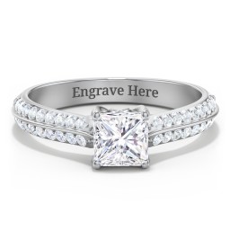 Diamond Solitaire Engagement Ring with Double Row Accents