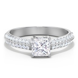 Diamond Solitaire Engagement Ring with Double Row Accents