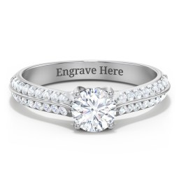 Diamond Solitaire Engagement Ring with Double Row Accents