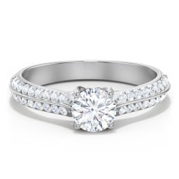 Diamond Solitaire Engagement Ring with Double Row Accents