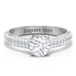 Diamond Solitaire Engagement Ring with Double Row Accents