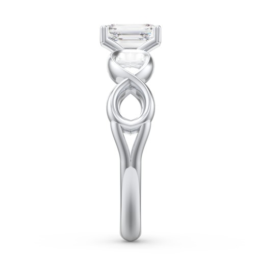 Diamond Solitaire Engagement Ring with Infinity Band – 14K White Gold