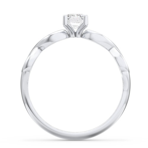 Diamond Solitaire Engagement Ring with Infinity Band – 14K White Gold