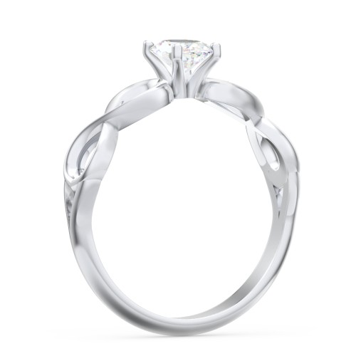 Diamond Solitaire Engagement Ring with Infinity Band – 14K White Gold