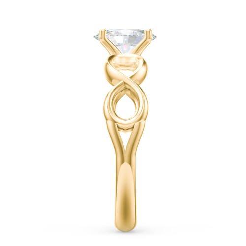 Diamond Solitaire Engagement Ring with Infinity Band – 10K Yellow Gold