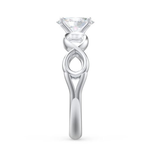 Diamond Solitaire Engagement Ring with Infinity Band – 14K White Gold