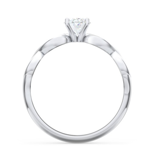 Diamond Solitaire Engagement Ring with Infinity Band – 14K White Gold