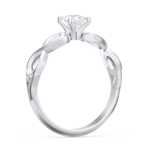 Diamond Solitaire Engagement Ring with Infinity Band – 14K White Gold