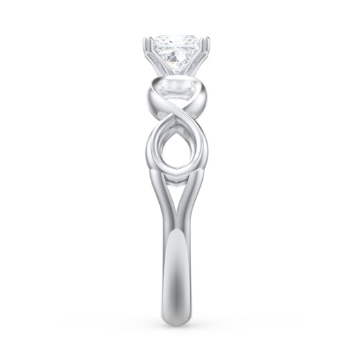 Diamond Solitaire Engagement Ring with Infinity Band – 14K White Gold